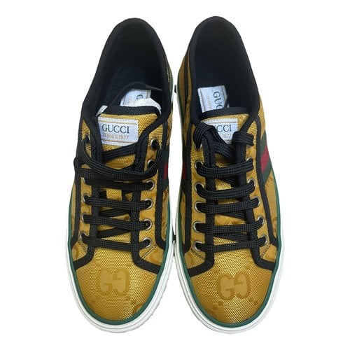 Pre-owned Gucci Tennis 1977 Cloth Trainers In Gold