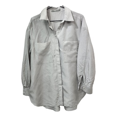 Pre-owned Theory Silk Shirt In Anthracite