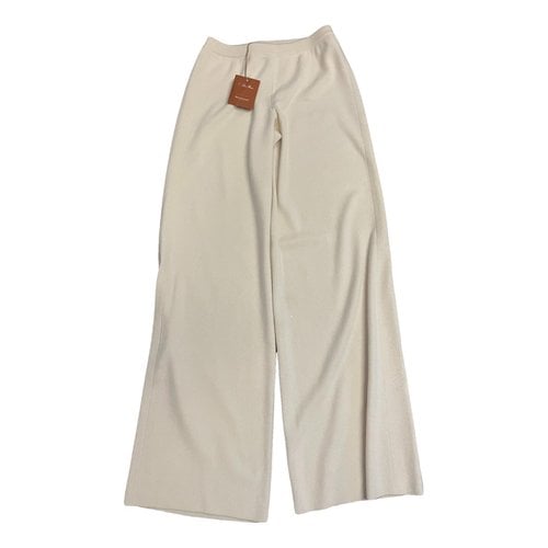 Pre-owned Loro Piana Cashmere Large Pants In White