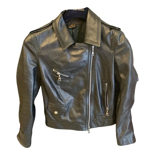 Pre-owned Louis Vuitton Leather Biker Jacket In Black