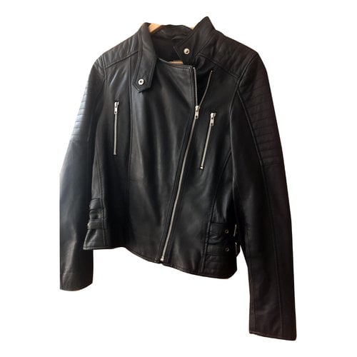 Pre-owned Barneys New York Leather Biker Jacket In Black