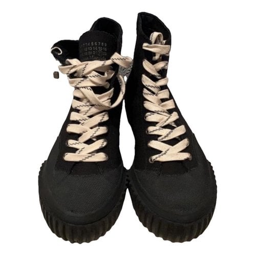 Pre-owned Maison Margiela Cloth High Trainers In Black