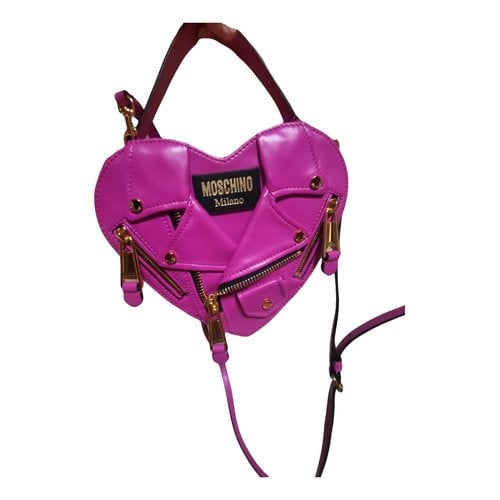 Pre-owned Moschino Biker Leather Crossbody Bag In Purple