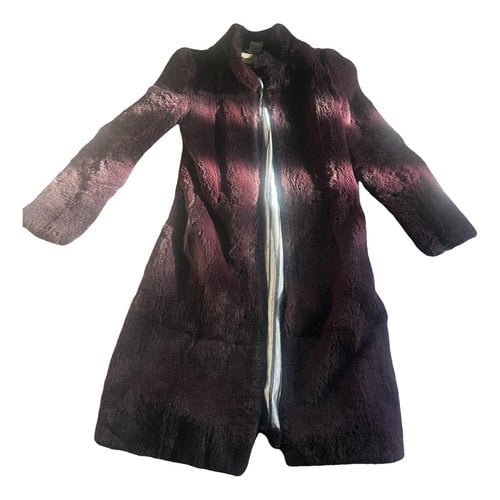 Pre-owned Emporio Armani Faux Fur Coat In Purple