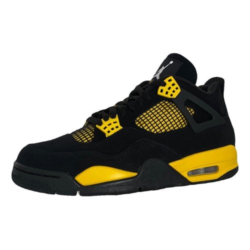 Pre-owned Jordan 4 Leather High Trainers In Black