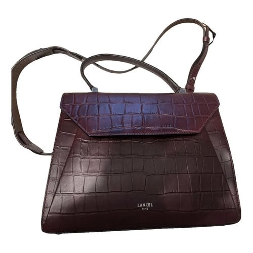 Pre-owned Lancel Lison Leather Handbag In Burgundy