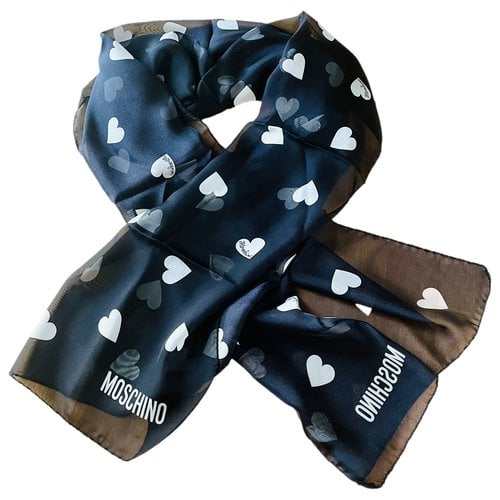 Pre-owned Moschino Silk Scarf In Black