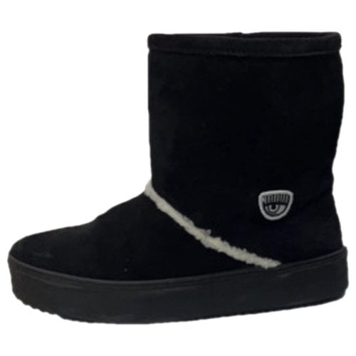 Pre-owned Chiara Ferragni Shearling Snow Boots In Black