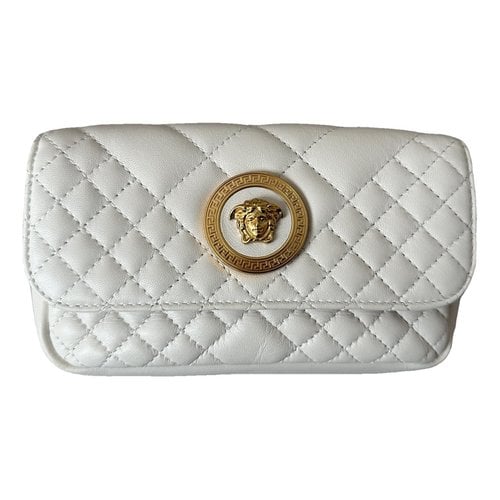 Pre-owned Versace Icon Leather Crossbody Bag In White