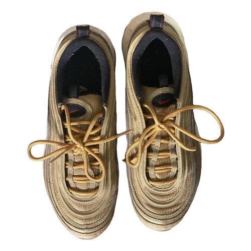 Pre-owned Nike Air Max 97 Leather Trainers In Gold