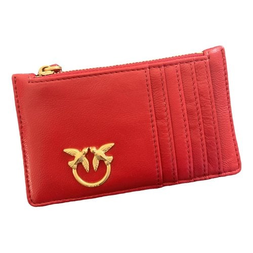 Pre-owned Pinko Leather Card Wallet In Red