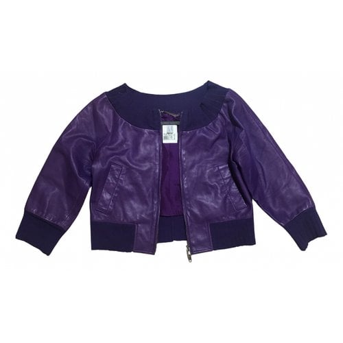 Pre-owned Alberta Ferretti Leather Short Vest In Purple