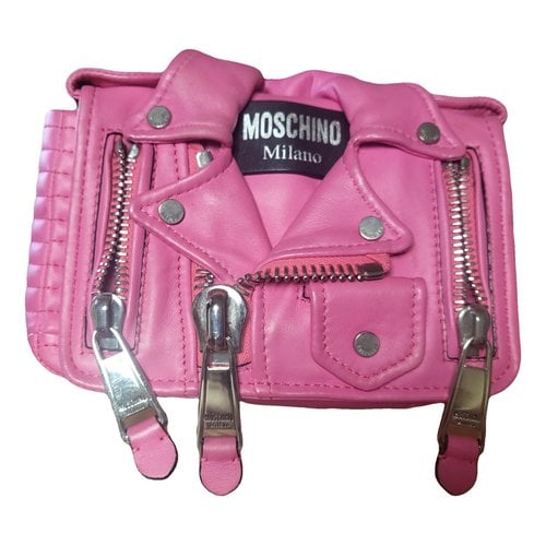 Pre-owned Moschino Biker Leather Handbag In Pink