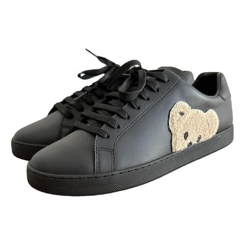 Pre-owned Palm Angels Leather Low Trainers In Black