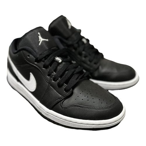 Pre-owned Jordan 1 Leather Low Trainers In Black