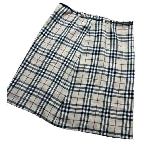 Pre-owned Burberry Linen Mid-length Skirt In Multicolour