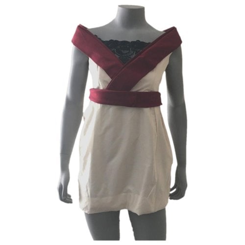 Pre-owned Alexander Mcqueen Silk Mini Dress In Burgundy