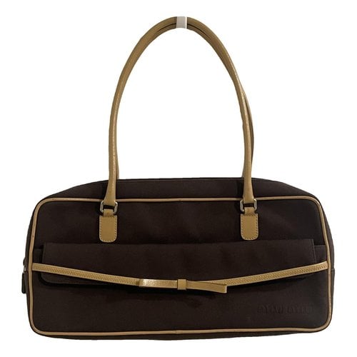 Pre-owned Miu Miu Madras Cloth Handbag In Brown