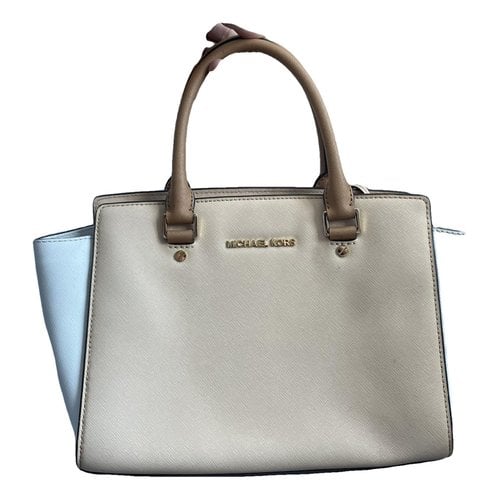 Pre-owned Michael Kors Adele Leather Tote In Beige