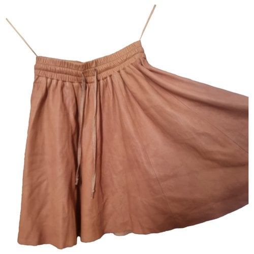 Pre-owned Rachel Gilbert Leather Mini Skirt In Brown