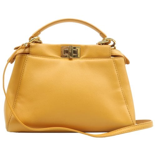 Pre-owned Fendi Leather Satchel In Yellow