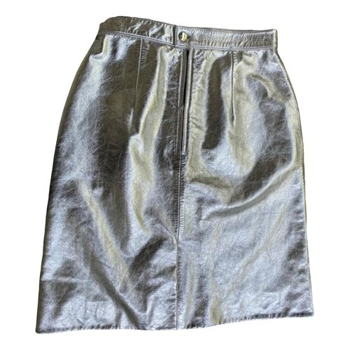 Pre-owned Alexa Chung Vegan Leather Mid-length Skirt In Silver
