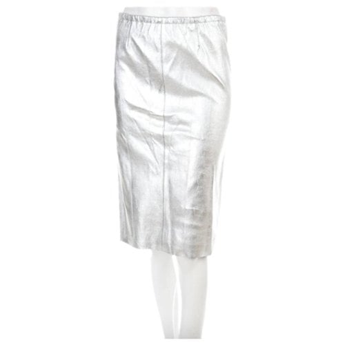 Pre-owned Zadig & Voltaire Leather Mid-length Skirt In Silver