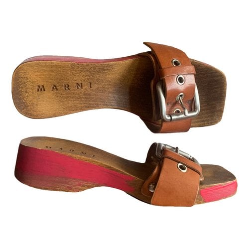 Pre-owned Marni Leather Mules & Clogs In Pink