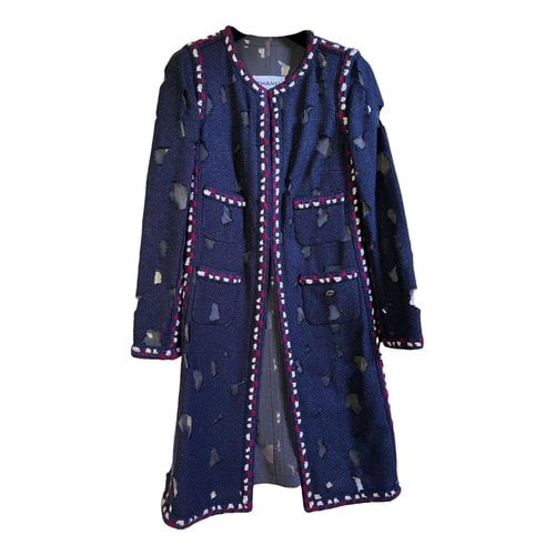 Pre-owned Chanel Coat In Navy
