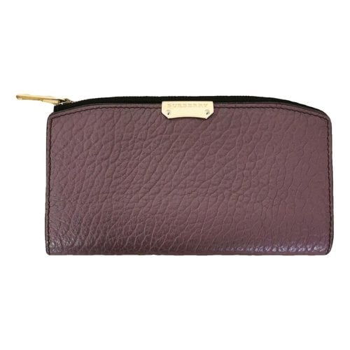 Pre-owned Burberry Leather Wallet In Purple