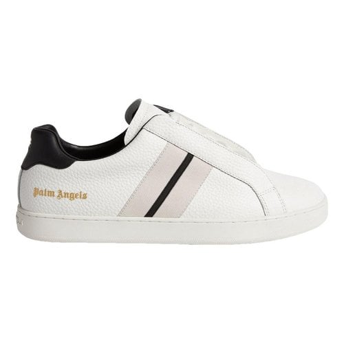 Pre-owned Palm Angels Leather Low Trainers In White