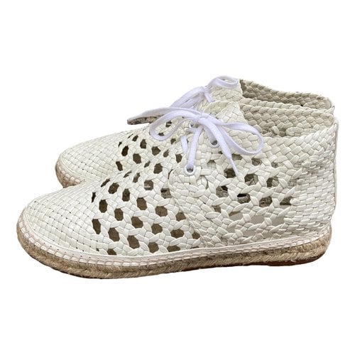 Pre-owned Celine Leather Espadrilles In White