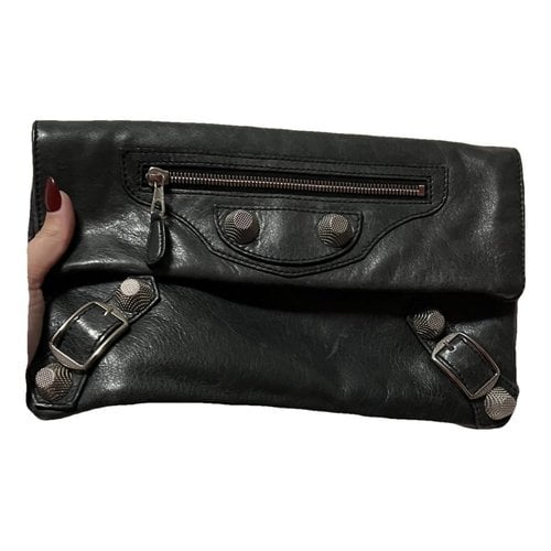 Pre-owned Balenciaga Envelop Leather Handbag In Black