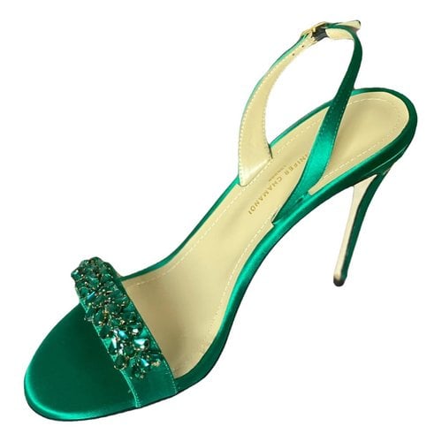 Pre-owned Jennifer Chamandi Leather Sandal In Green