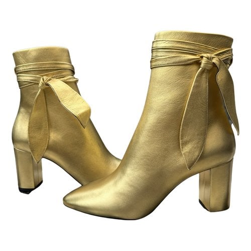 Pre-owned Saint Laurent Lou Leather Boots In Gold
