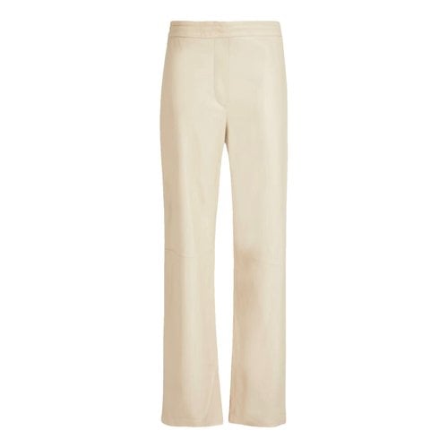Pre-owned Joseph Leather Large Pants In Beige