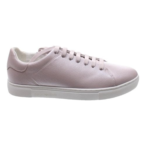 Pre-owned Emporio Armani Leather Trainers In Pink