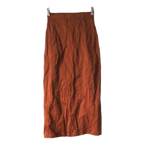 Pre-owned Nina Ricci Silk Maxi Skirt In Brown