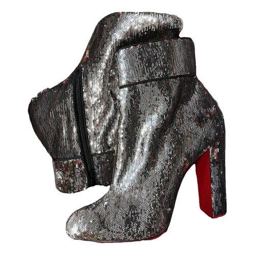 Pre-owned Christian Louboutin Glitter Ankle Boots In Metallic