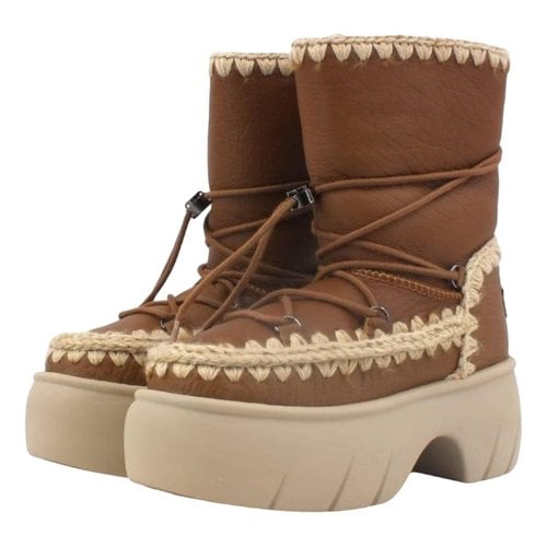 Pre-owned Mou Leather Boots In Brown