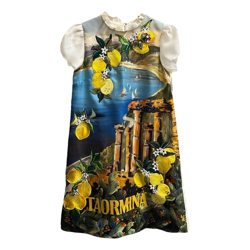 Pre-owned Dolce & Gabbana Silk Mid-length Dress In Yellow
