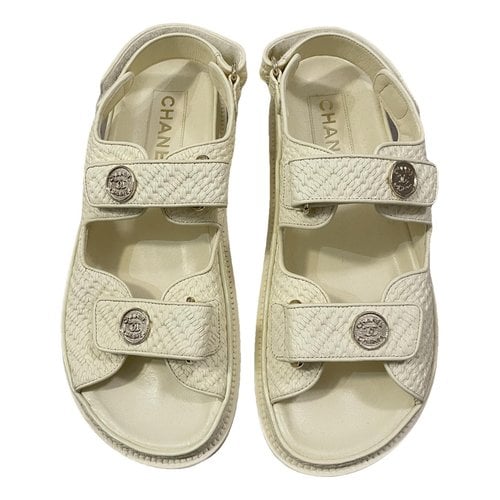 Pre-owned Chanel Dad Sandals Cloth Sandal In Yellow