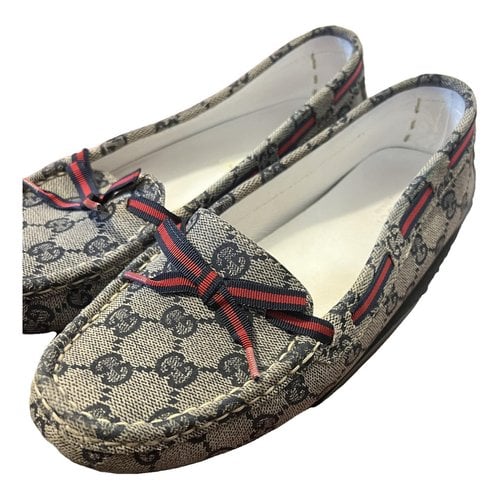 Pre-owned Gucci Leather Flats In Blue