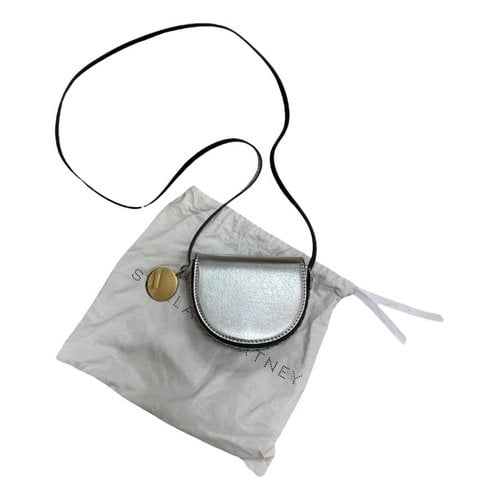 Pre-owned Stella Mccartney Frayme Vegan Leather Crossbody Bag In Silver