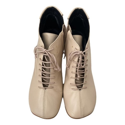 Pre-owned Reike Nen Leather Boots In Beige
