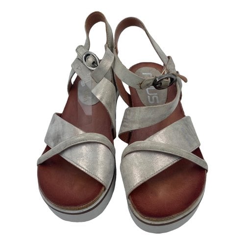 Pre-owned Mjus Leather Sandals In Grey
