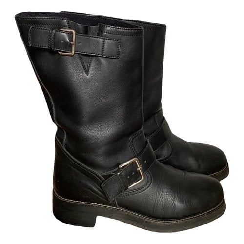 Pre-owned Marni Leather Biker Boots In Black