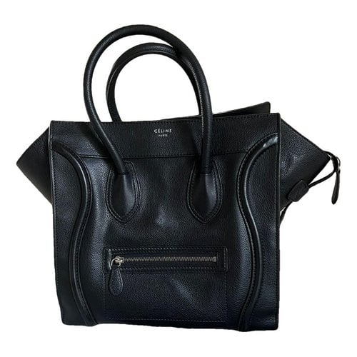 Pre-owned Celine Luggage Leather Handbag In Black