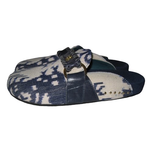 Pre-owned Claris Virot Leather Mules & Clogs In Blue
