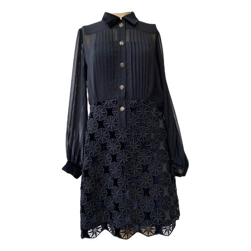 Pre-owned Sandro Lace Mid-length Dress In Black